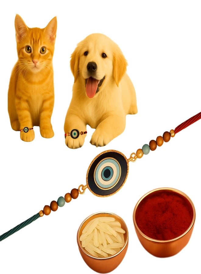 Sage Square Paw Bandhan Evil Eye Rakhi for Dog, Cat & Small Pets | Celebrate Bonds of Love This Raksha Bandhan | Cute Rakhi with Beads, Decorative | Gift for Pet Lovers & Furry Companions (Type 1) - Image 1